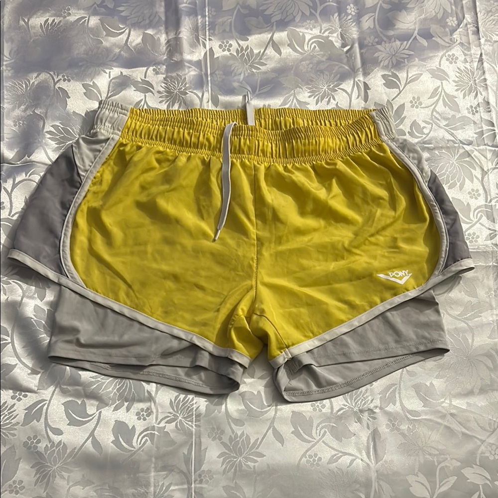 PONY Women’s Yellow & Gray Running Shorts Size M.